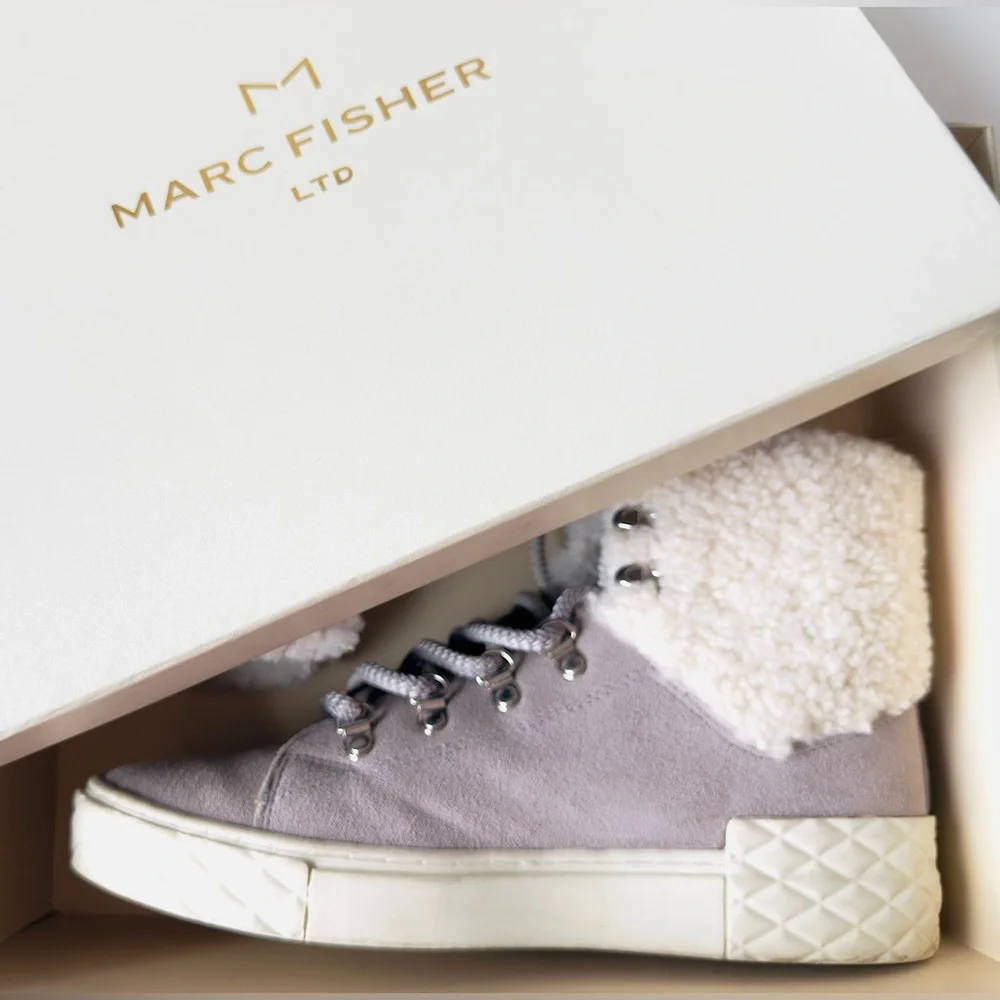Marc Fisher ML Davie Suede & Faux Fur Boots,‎ Size 10 M Excellent Used Condition